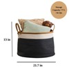 FONTOI Cotton Round Laundry and Storage Basket, Laundry Baskets for Home, Grey&White, 21.7"*13"*21.7" - 3 of 4