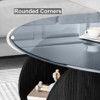 Dolonm 31.5" Round Coffee Table w/4 Storage Shelves: Tempered Glass Top & Walnut MDF Frame, Space-Saving for Small Apartments - 4 of 4