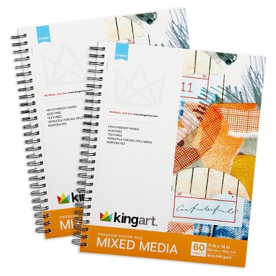 KINGART Mixed Media Paper 11x14 60 Sheets 2-Pack