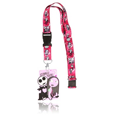 Disney The Nightmare Before Christmas Lanyard for Keys, Badge, ID - Eternally Yours Jack and Sally Detachable Lanyards with ID holder