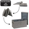 Jumbo Fabric Storage Bin, Double Twist Box, Foldable Frame and Lid, Space-Saving, Double Handles, Center Divider, Grey - 4 of 4