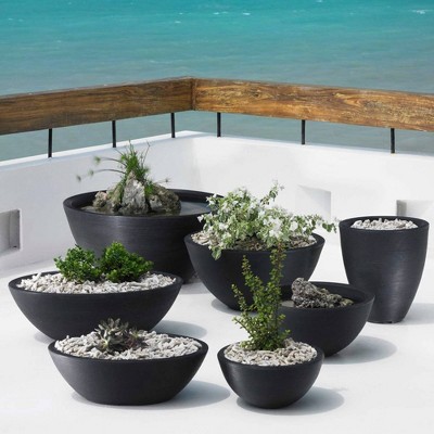 Caviar Black Resin Tall Indoor/Outdoor Planter