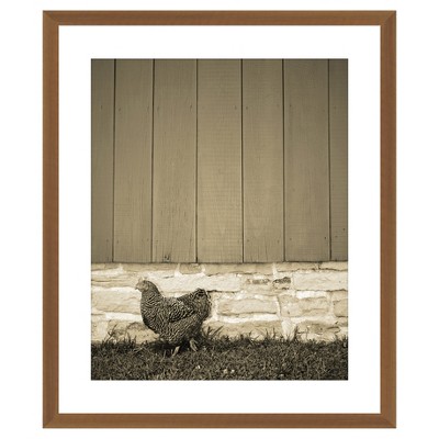 18" x 22" Matted to 2" Strolling Hen Picture Framed Brown - PTM Images