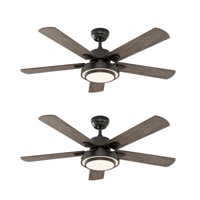 Warmiplanet 52" Ceiling Fan with Lights Remote Control, Black,DC Motor,5 Blades,2 Pack