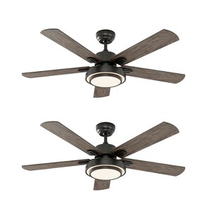 Warmiplanet 52" Ceiling Fan with Lights Remote Control, Black,DC Motor,5 Blades,2 Pack - 1 of 4