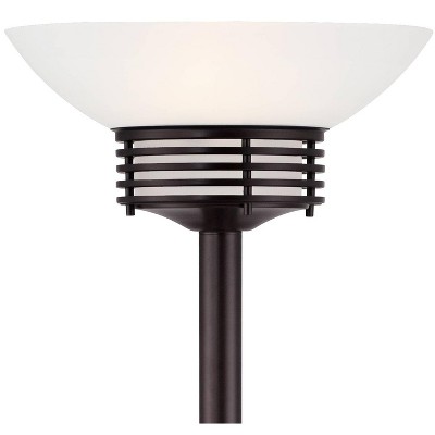 Bronze Torchiere Floor Lamp with Frosted Glass Shade