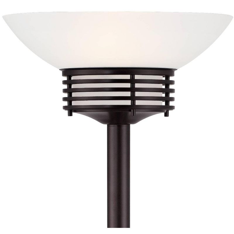 Possini Euro Design Light Blaster Modern Torchiere Floor Lamp 72 1/2" Tall Warm Bronze LED White Frosted Glass Bowl Shade for Living Room Bedroom Home, 3 of 10