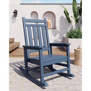 TackView Rocking Adirondack Chair Outdoor, HDPE High Back Porch Rocker Chairs for Adults, All Weather Resistant Furniture for Patio, Navy Blue - 1 of 4