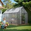 Outdoor 8x12 FT Greenhouse, Heavy Duty Polycarbonate Greenhouse, Greenhouse with Aluminum Frame and Roof Vent-Coolbibila - 3 of 4