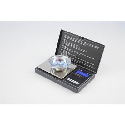 Black Stainless Steel Digital Pocket Scale with Backlit LCD