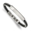 Chisel Stainless Steel Brushed and Wire and Braided Black Leather 6.75" Plus a .5" Ext. ID Bracelet - 2 of 4