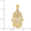 Black Bow Jewelry 14k Yellow Gold Polished Filigree Hamsa Pendant, 17 x 31mm - 4 of 4