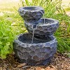 Sunnydaze Outdoor 3-Tier Chiseled Basin Solar Powered Water Fountain with Battery Backup and Submersible Pump - 17" - 4 of 4