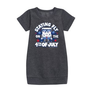 - SpongeBob SquarePants - Fly on 4th of July Graphic Short Sleeve Fleece Dress - 1 of 4