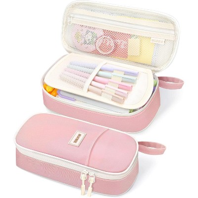 Paaaawaters Cute Pencil Case, Aesthetic Pen Pouch, Colored Large Pencil Bag with Zipper, Kawaii Stationery Storage and Organizer