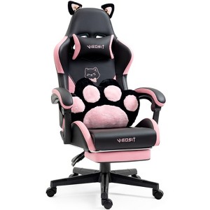 YOOCOZZ Cute Cat Gaming Chair with Paw Lumbar Cushion for Girl Teen Woman - 1 of 4