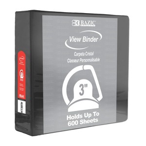Bazic Products Slant D Ring View Binder with 2 Pockets, 3", Black (pack of 2) - 1 of 1