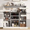 Vividwood Farmhouse Bar Cabinet with Acrylic Doors – Coffee & Wine Storage with Open Shelves & Cup Hooks – Rustic Kitchen Hutch Sideboard Grey - 3 of 4