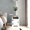 Farmhouse Nightstand with Storage Cabinet,Bedside Table with Barn Door and Open Shelf,Rustic End Table for Bedroom or Living Room-LAOTIES - 2 of 4