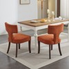 Okak Mid Century Dining Chairs Set of 2, Curved Linen Upholstered Back with Copper Nailheads, Solid Hardwood Frame Accent Chair - 4 of 4