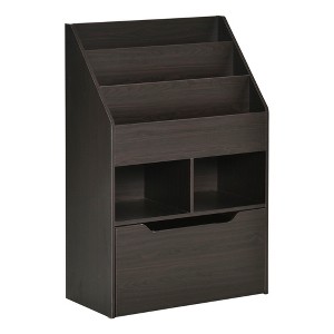 Vynxaria Kids Bookcase - Multi-Shelf Rack Organizer with Storage Drawer for Books and Toys in Brown for Playroom - 1 of 4