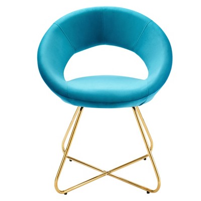 Elysian 22" Gold-Blue Velvet Upholstered Side Chair
