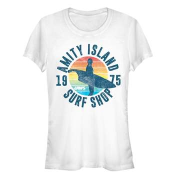 Juniors Womens Jaws Retro Amity Island Surf Shop T-Shirt