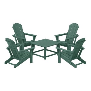 WestinTrends Malibu 5-Piece HDPE Adirondack Chair Outdoor Patio Square Table Conversation Set - 1 of 4