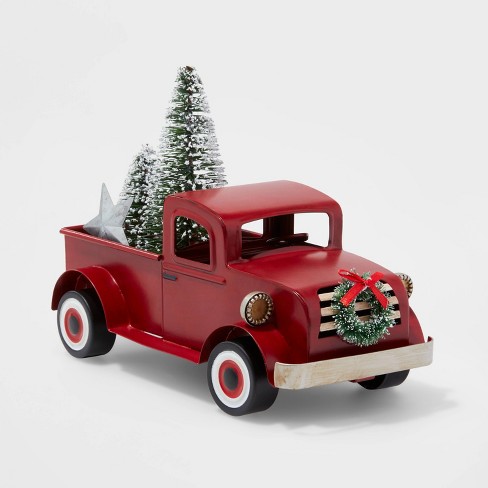 Small Truck With Christmas Tree Decorative Figure Red Wondershop