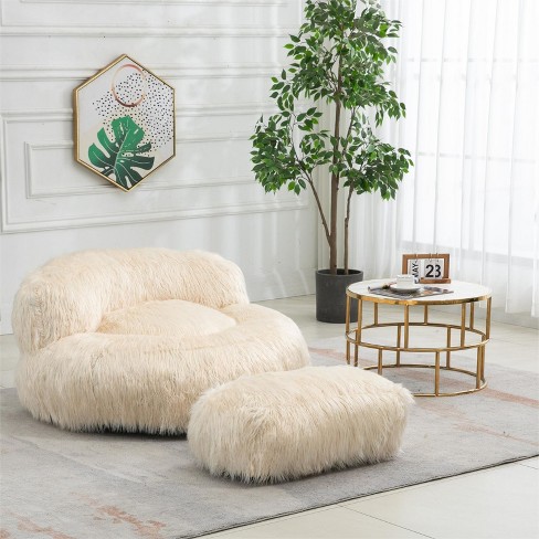 7FT Bean Bag Chair Cover No Filler Suede Insulating Fabric Bean Bag Sofas  Faux Fur Sofa Living Room Bean Bag Chairs for Adults
