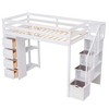 TIRAMISUBEST Twin Size Loft Bed with 4 Storage Drawers and Stairs, Wooden Loft BedFrame with Shelves and Storage Staircase - 3 of 4