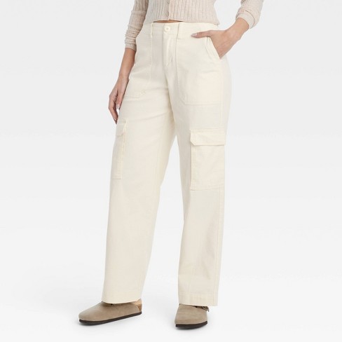 Buy Women's Solid Mid-Rise Cargo Pants with Button Closure and Pockets  Online