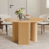 Wooakway 46" Round Dining Table with 3 Legs Modern Oak Wood Kitchen Table with Solid Wood Base for 4 Seats - 3 of 4