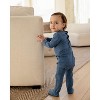 MiniMoi Baby and Toddler Solid Color Ribbed Cotton Blend Button-Down Footie - 2 of 4