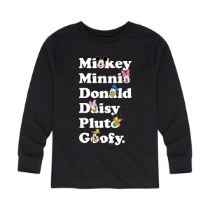 Boys' - Disney - Mickey Friends Character List Long Sleeve Graphic T-Shirt - 1 of 4
