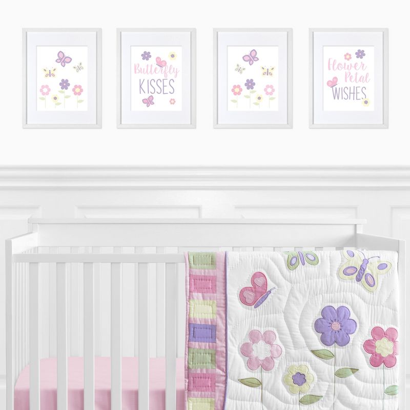 Sweet Jojo Designs Girl Unframed Wall Art Prints for Décor Butterfly Pink and Purple 4pc, 2 of 5