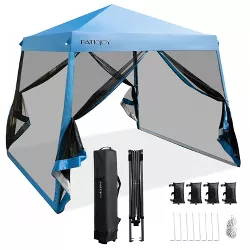 Costway 10x10Ft Patio Outdoor Instant Pop-up Canopy Slant Leg Mesh Tent Folding White/Blue/Grey
