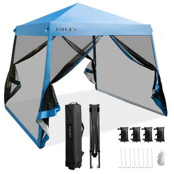 Costway 10x10Ft Patio Outdoor Instant Pop-up Canopy Slant Leg Mesh Tent Folding Blue