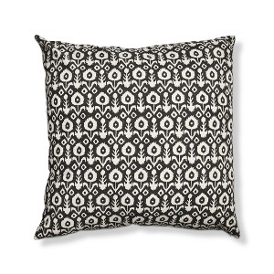 TAG 22"x22" Ikat Flower Block Print Blk Multi Cotton Accent Decorative Throw Pillow Poly Filled Removable Insert Square Machine Wash Black - 1 of 3