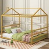 Twin Size Metal House-Shaped Floor Bed with Roof and Chimney Design, Modern  Platform Bed Frame, No Box Spring Required, for Kid' Room or Baby Room - 2 of 4