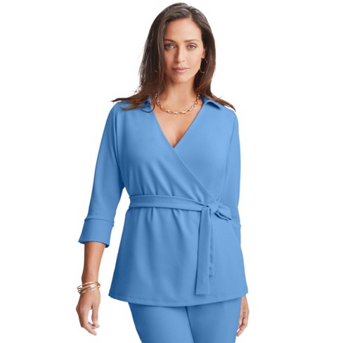 Jessica London Women's Plus Size Stretch Knit Crepe Wrap Top : Target