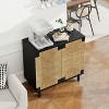 Vynxaria 2-Door Buffet Sideboard - Storage Cabinet with Adjustable Shelves and Natural Seaweed Decor Doors for Living Room, Kitchen, Entryway - 4 of 4