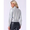 INSPIRE CHIC Women's Holographic Shiny Long Sleeve Metallic Zip Front Track Jacket - 4 of 4