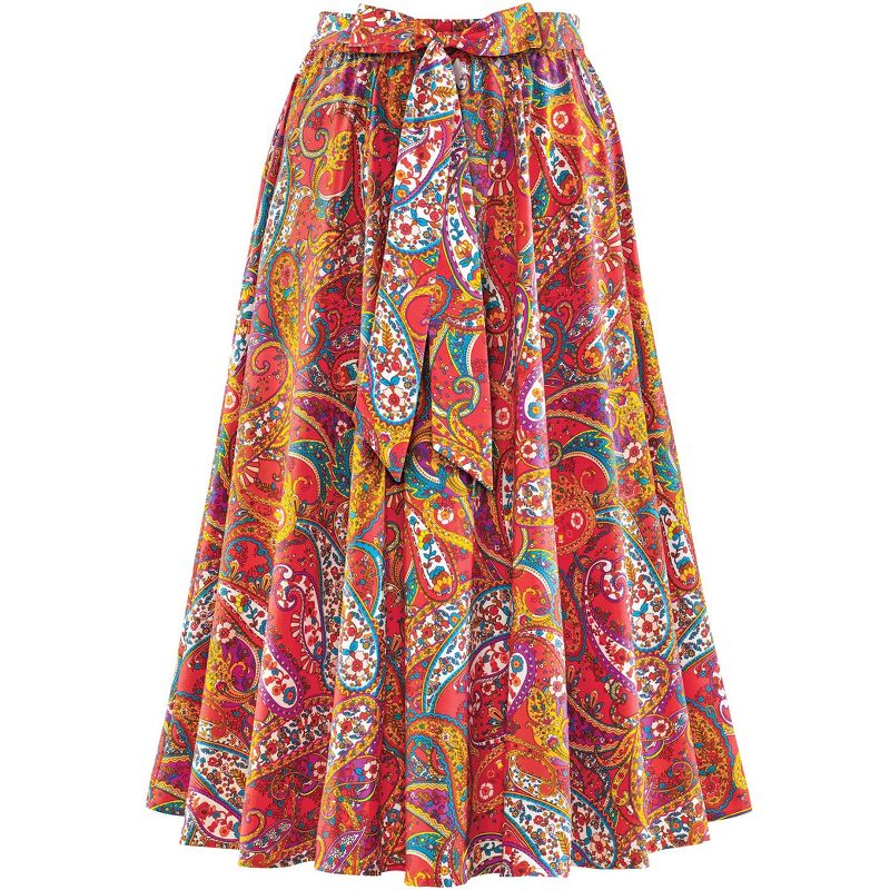 Collections Etc Tie Waist Paisley Print Full Length Skirt, 3 of 5
