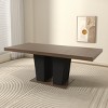4-10 People Wooden Extendable Dining Room Table,Kitchen Dining Table With Pedestal Base,Modern Rectangular Expandable Large Table-Coolbibila - 2 of 4