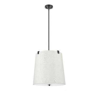 Weston Matte Black Steel Pendant Light with Cream Fabric Shade