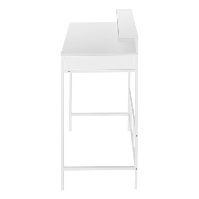White Wood Standing Desk with Hutch and Shelves