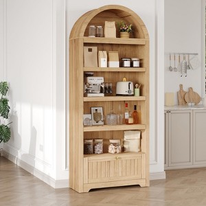 72" Tall Arched Pantry Cabinet with Drawer, 5-Tier Kitchen Pantry Cabinet, Wooden Storage Cabinet for Dining Room, Kitchen, Living Room - 1 of 4