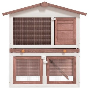 vidaXL Outdoor Rabbit Hutch with 3 Doors Chicken Cage Animal House Pet Carrier - Brown - 1 of 4