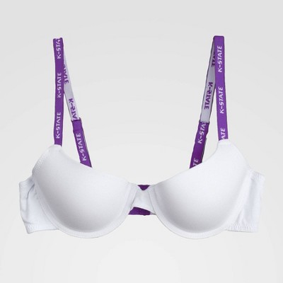 NCAA Kansas State Wildcats Demi Cup Bra with Logo Elastic - White 32B